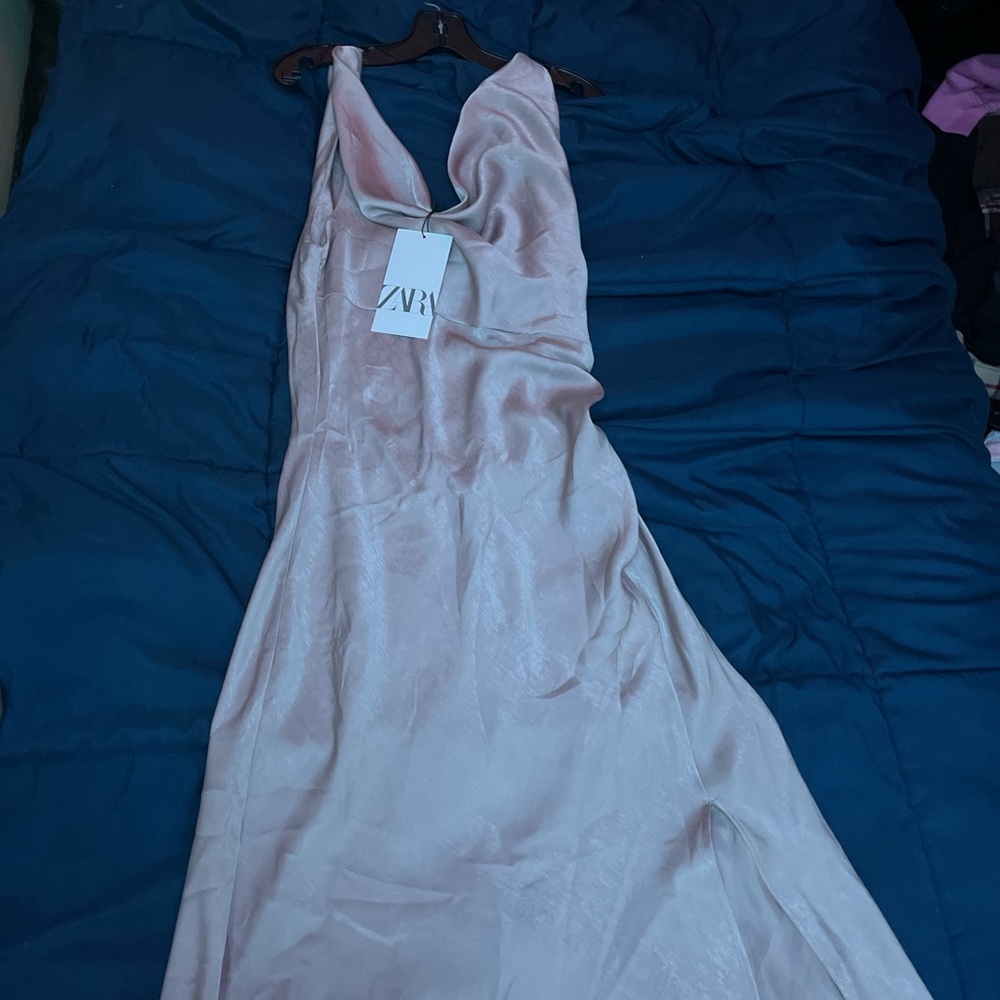Beige shiny dress